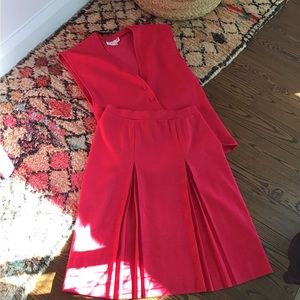 Darling “KITTEN” brand wool blend matching vest and pleated shirt set